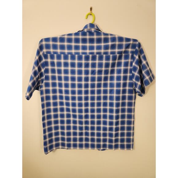 CalTop Shirt Mens 3XL Blue Plaid Short Sleeve Preppy Vacation Made In USA Vtg - Picture 4 of 9